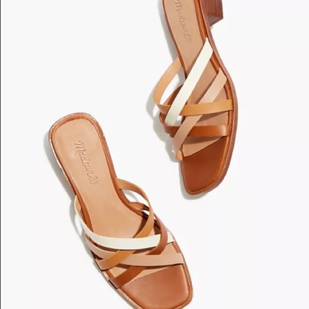 The Melanie Mule Sandal in Colorblock Vachetta Leather Size 8